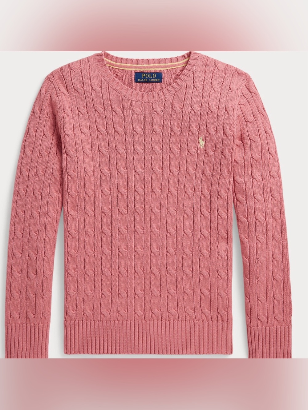 BRAND NEW ⭐️Polo by Ralph Lauren Rose Pink Cable-Knit Crewneck Sweater